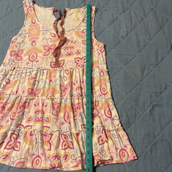 Matilda Jane Printed Adventure Begins Breathe Deeply Tunic Tank Top Size Medium - Picture 3 of 5